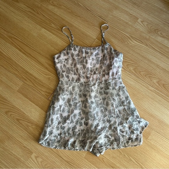 Altar'd State Pants - Altar’d State Pink Taupe Ruffle Short Romper Medium